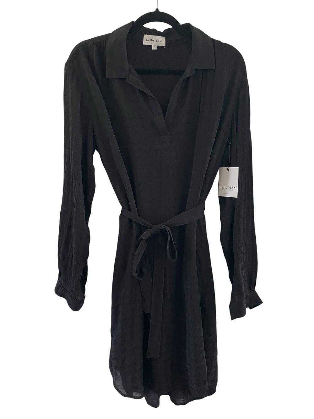 Bella Dahl Black Long Sleeve Belted Shirtdress Made in USA NWT Size Small